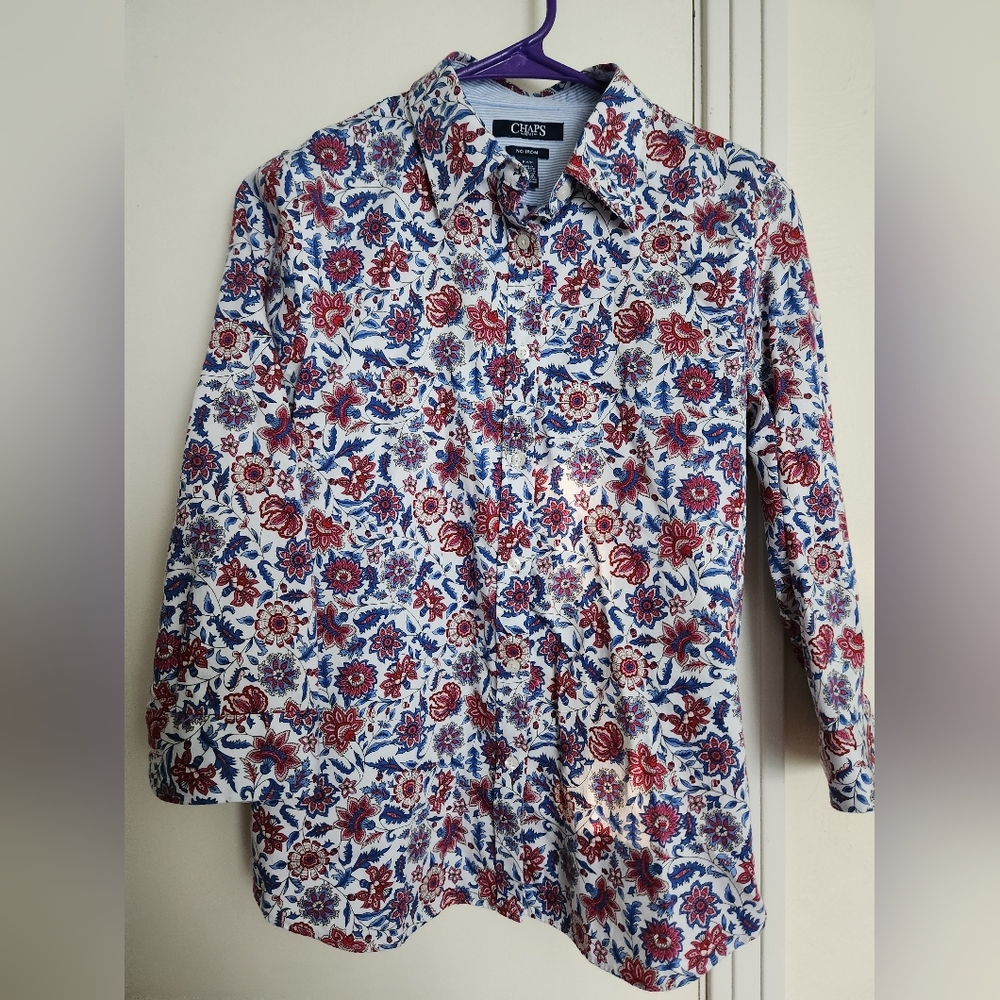 CHAPS Button Down Flower Pattern Shirt
